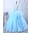 Formal Evening Dress A-line Jewel Floor-length Tulle with Appliques  