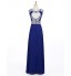 Formal Evening Dress A-line Scoop Floor-length Chiffon with Beading  