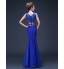 Formal Evening / Military Ball Dress - Lace-up / See Through / Color Block Trumpet / Mermaid Straps Floor-length Lace / Tulle withBeading  