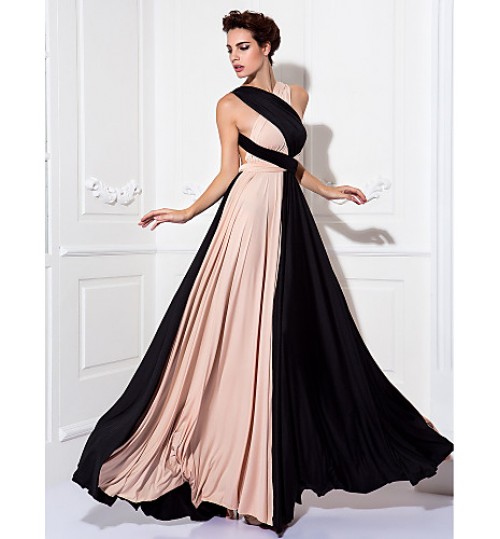 TS Couture? Prom / Formal Evening / Military Ball Dress - Color Block Plus Size / Petite Sheath / Column Floor-length Knit with  