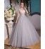 Formal Evening Dress Ball Gown Scoop Floor-length Satin / Tulle / Stretch Satin with Beading / Sequins  