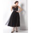 TS Couture? Formal Evening Dress - See Through / 1950s Plus Size / Petite A-line / Princess Bateau Tea-length Tulle with Sash / Ribbon  