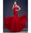 Formal Evening Dress Trumpet / Mermaid Scoop Floor-length Chiffon / Lace with Appliques / Beading  