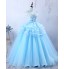 Formal Evening Dress A-line Jewel Floor-length Tulle with Appliques  