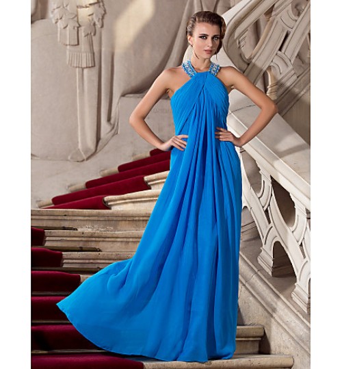 TS Couture? Prom / Formal Evening / Military Ball Dress - Elegant Plus Size / Petite Sheath / Column Halter Floor-length Chiffon with Beading  