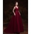 Formal Evening Dress Ball Gown V-neck Sweep / Brush Train Tulle with Lace / Pearl Detailing  