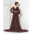 TS Couture? Formal Evening / Military Ball Dress - Elegant Plus Size / Petite A-line / Princess V-neck Court Train Chiffon withAppliques / Beading   