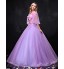 Formal Evening Dress Ball Gown Scoop Floor-length Lace / Tulle with Appliques / Beading / Crystal Detailing / Lace  