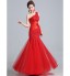 Formal Evening / Military Ball Dress - Lace-up / Elegant Fit &amp; Flare One Shoulder Floor-length Lace / Tulle with Lace  