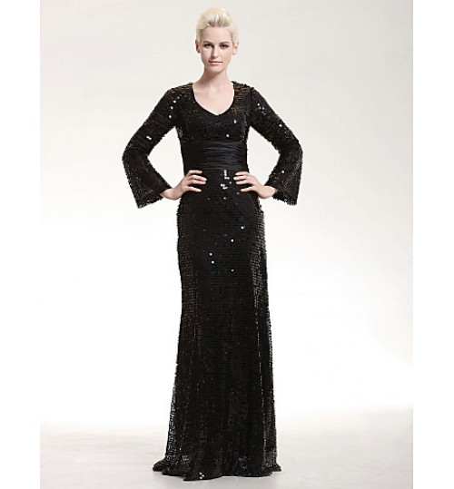 TS Couture? Formal Evening / Military Ball Dress - Sparkle &amp; Shine Plus Size / Petite Sheath / Column V-neck Floor-length Sequined withSash / Ribbon  