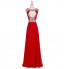 Formal Evening Dress A-line Scoop Floor-length Chiffon with Beading  