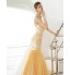 Formal Evening Dress Trumpet / Mermaid High Neck Floor-length Tulle with Beading / Sequins  