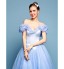 TS Couture? Formal Evening Dress Plus Size / Petite Ball Gown Off-the-shoulder Chapel Train Satin / Tulle with Flower(s) / Pearl Detailing  