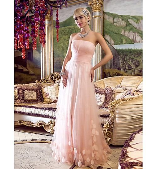 TS Couture? Dress - Vintage Inspired Plus Size / Petite Sheath / Column Strapless Floor-length Tulle with Criss Cross / Ruching  