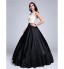 Prom Dress Ball Gown Jewel Floor-length Lace / Stretch Satin with Appliques / Beading  