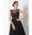 TS Couture? Formal Evening Dress - See Through / 1950s Plus Size / Petite A-line / Princess Bateau Tea-length Tulle with Sash / Ribbon  