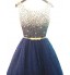 Formal Evening Dress Ball Gown Scoop Floor-length Satin / Tulle / Stretch Satin with Beading / Sequins  