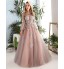 Formal Evening Dress Ball Gown Jewel Floor-length Lace / Tulle with Beading / Flower(s) / Lace / Pattern / Print  