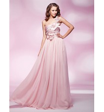 TS Couture? Prom / Formal Evening / Military Ball Dress - Elegant Plus Size / Petite Sheath / Column One Shoulder Floor-length Chiffon / Stretch Satin  